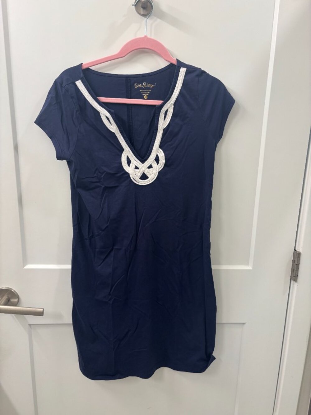 Lilly Pulitzer Woman's Brewster T-Shirt Dress in True Navy Cotton Medium